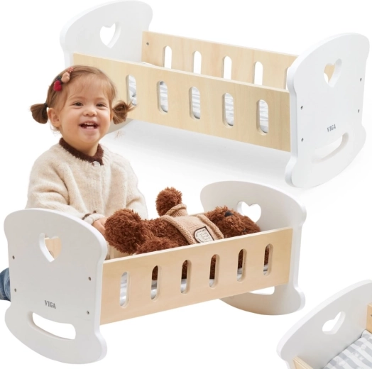 Berceau en bois pour poupées avec cœur Viga