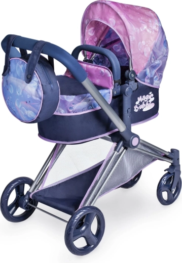 Folding 3-in-1 doll stroller with bag MAGIC BUBBLE 73 cm