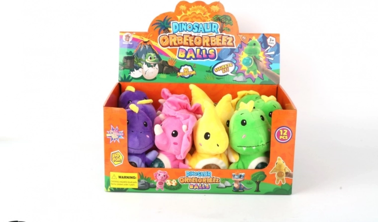 Squeezable Plush Dinosaur with Beads 15 cm