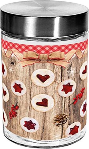 TORO Glass Jar 1100 ml with Christmas Linzer motif