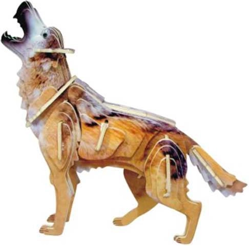 Puzzle 3D en bois Loup coloré – WOODCRAFT