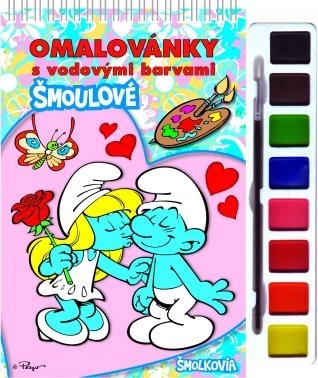 Smurfs Coloring Book with Watercolors and Brush, spiral binding 21 × 23 cm