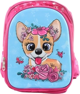 Kinder rugzak met hond en bloemen motief