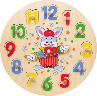 Houten educatieve klok – inlegpuzzel met 12 stukjes, 30 cm