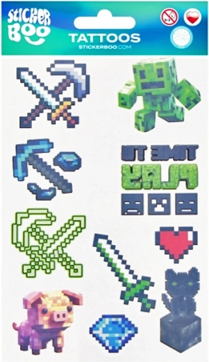 Temporary Minecraft tattoos – set of 10 designs