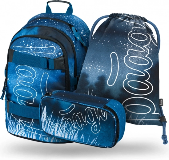 Ensemble scolaire BAAGL Skate Steel : sac à dos, trousse et sac