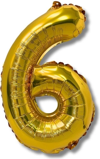 Foil Balloon Number 6 Gold 40 cm