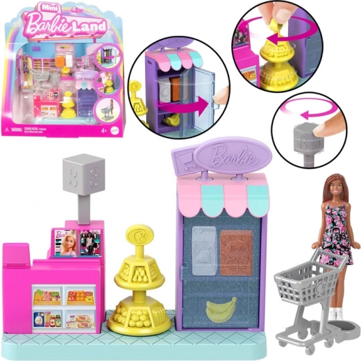 Mini supermarket Barbie Land with doll and cash register