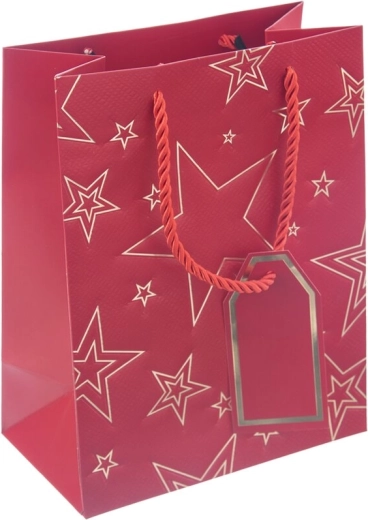 Cadeaupapieren tas met sterrenmotief, rood 18 × 10 × 23 cm