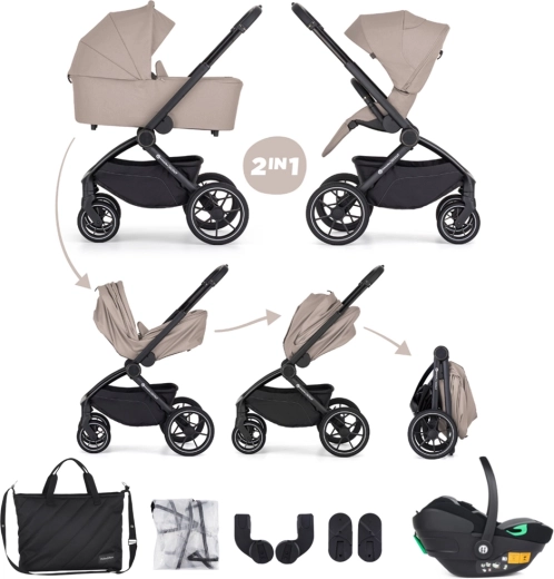 Petite&Mars poussette combinée Scout 3en1 cappuccino cream avec siège auto Core Pro i-Size