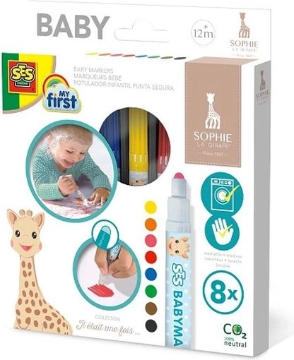 SES Creative my first viltstiften giraf Sophie – set van 8 kleuren