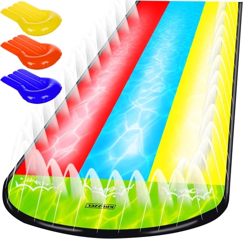 Water slide with fountain and triple sliding for children for the garden