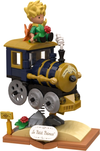 Petit train iconique sur socle en forme de livre