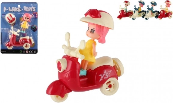 Doll on Scooter with Helmet in Various Colors