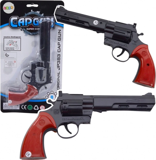 Capsule-revolver zwart – speelgoed en rekwisiet met realistisch geluid