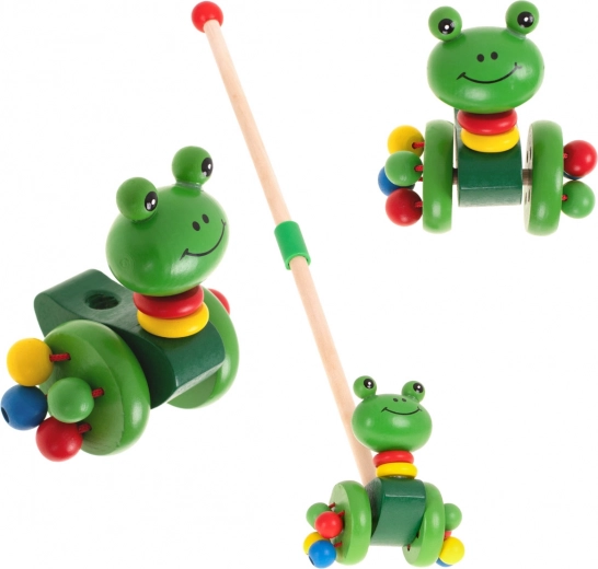 Wooden Push Frog on a Stick