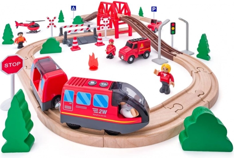 Holzeisenbahn Feuerwehr – 60 Teile