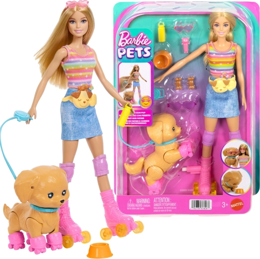 Mattel Barbie Pets Set with Roller-Skating Puppy and Accessories