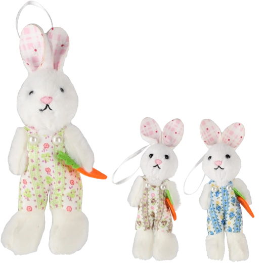Easter Hanging Bunny with Carrot – Set of 12, Mixed Colors