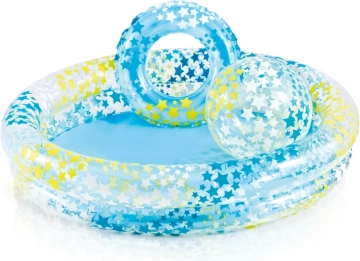 inflatable kids' pool with ring and ball set 122 × 25 cm