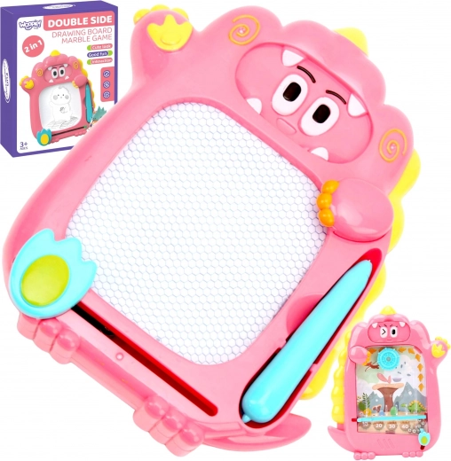 WOOPIE magnetisch tekenbord 2-in-1 met magisch schrijfblad en flipperspel – roze