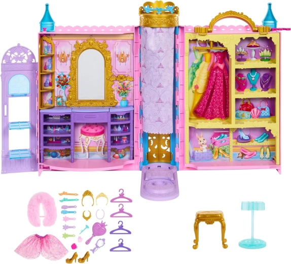 Wardrobe with compartments for dresses and accessories
