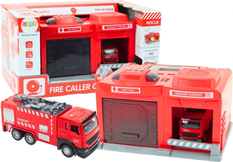 Fire Rescue Station with Car and Walkie-Talkie