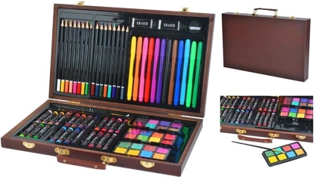 81-piece painting set in a wooden case