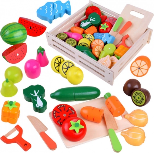 Wooden Fruit and Vegetable Cutting Set for Children