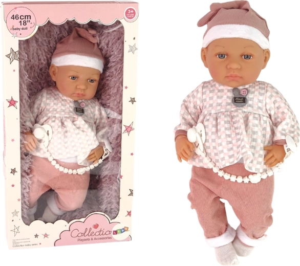 Poupée bébé réaliste 46 cm avec tenue bleue et tétine