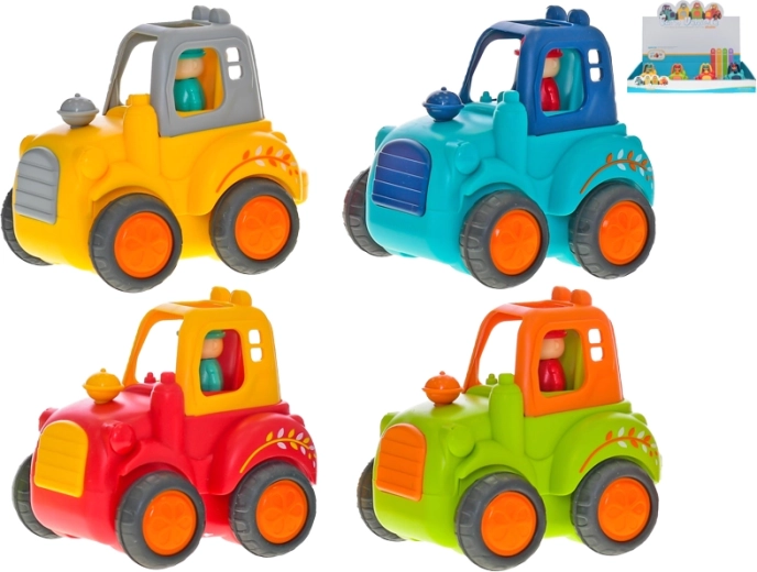 Trekker met vliegwiel 10 cm met figuurtje van tractorbestuurder
