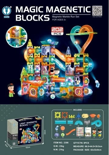 Magnetic construction set, 202 pieces