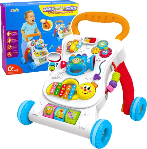 Trotteur éducatif interactif 3-en-1 avec panneau musical