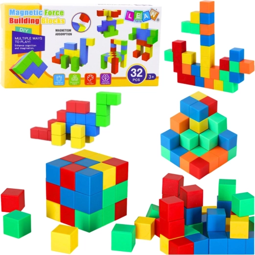 Magnetic building blocks for kids, 32 pieces