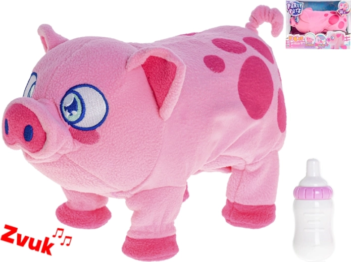 Walking Plush Pig with Sound and Feeding Bottle 28 cm