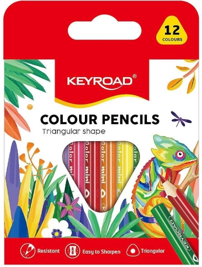 Keyroad Triangular Half-Length Colored Pencils, 12 Colors