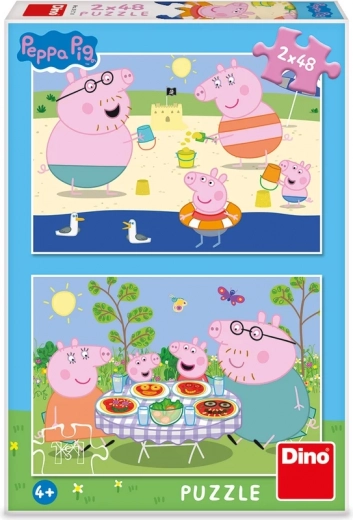 Puzzle Peppa Pig en vacances 2×48 pièces