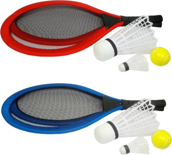 Kids’ badminton set – 2 large rackets, large and small shuttlecocks, ball