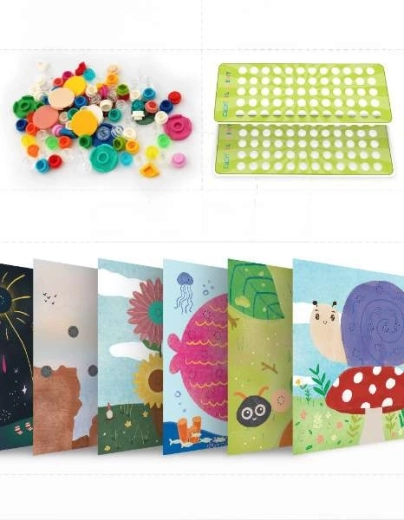 Create pictures by filling holes with bricks