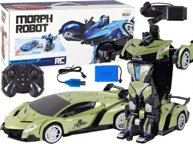 Robotic Transforming R/C Car 1:10 Green Gesture Control