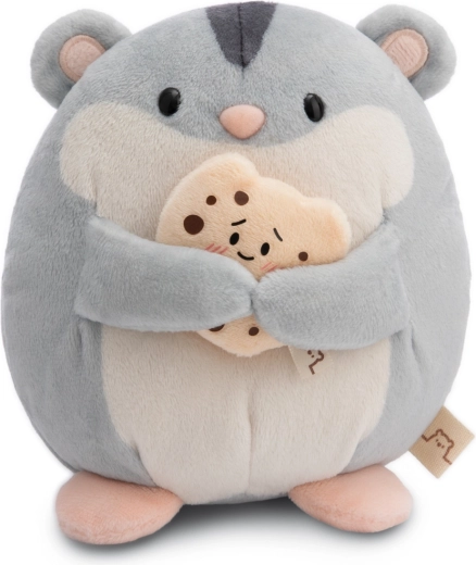 Nici MyMochi hamster en peluche Shai avec biscuit 16 cm en coffret cadeau