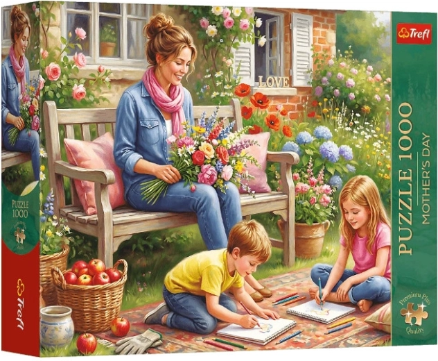Puzzle Premium Plus famille dans le jardin 1000 pièces