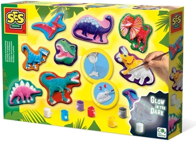 SES Creative gieten in gips en schilderen – dinosaurussen die oplichten in het donker
