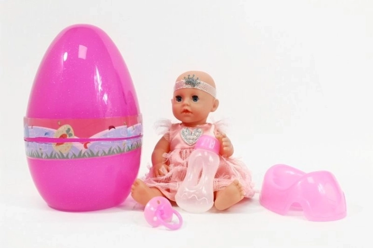 Doll 25 cm with potty set in egg-shaped packaging