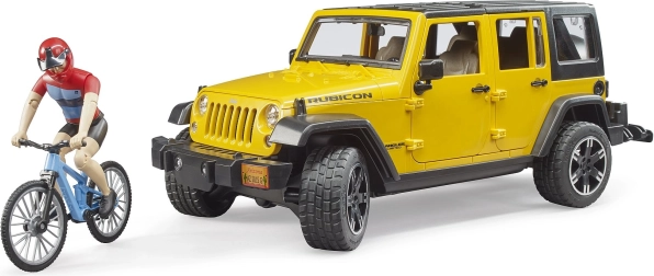 Bruder Jeep Wrangler Rubicon met fietser en fiets