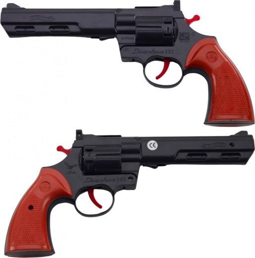 Cap Gun Revolver – black kids’ prop pistol with firing sound