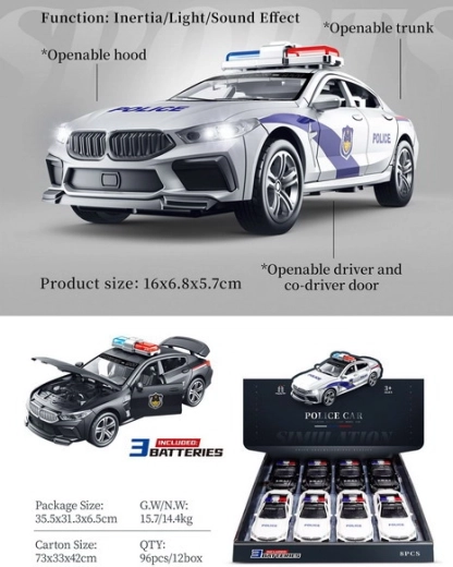 Police car with lights and sounds 15 cm