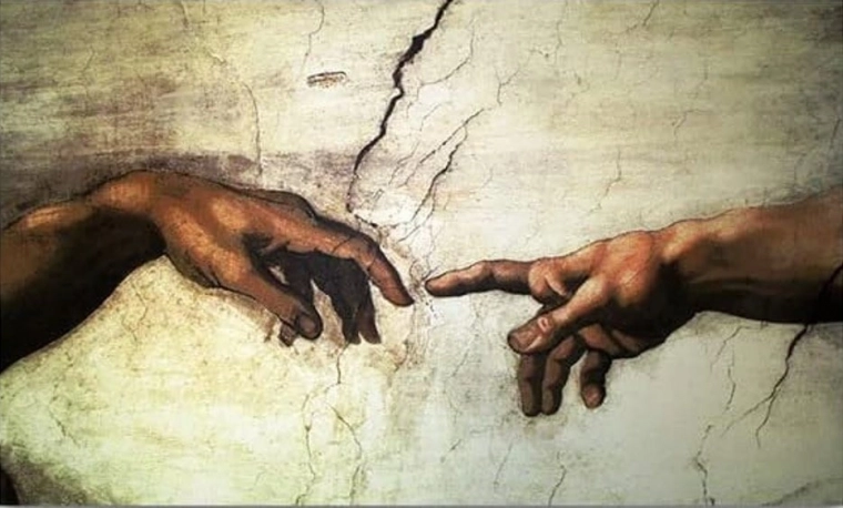 Diamantschilderen De Schepping van Adam – detail 30 × 40 cm