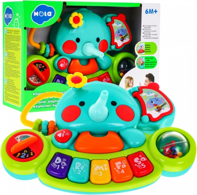 Interactive Elephant with Mini Piano for Kids 6m+ – Musical Toy and Rattle