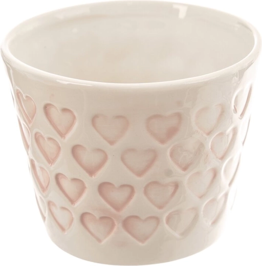 Ceramic heart-shaped flower pot, white and pink, 10 × 10 × 8 cm